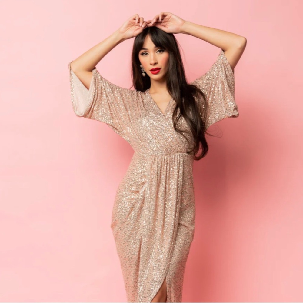 Rose Sequin Midi Gown, Baltic Born